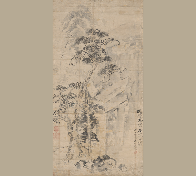 (그림 1) 이인상, <수석도(樹石圖) />, 1738년, 종이에 수묵, 108.8x56.2cm, 국립중앙박물관
