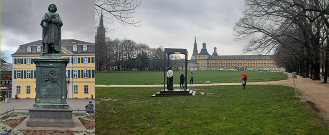 (좌) 베토벤 동상, (우) 칼 마르크스가 다녔던 본대학의 본관 전경